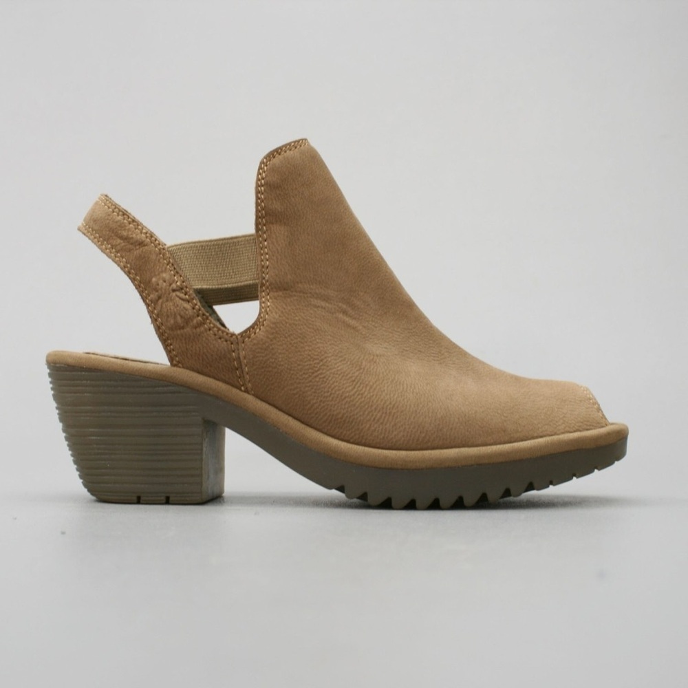FLY LONDON Wari Sand Peep Toe Leather Sandals